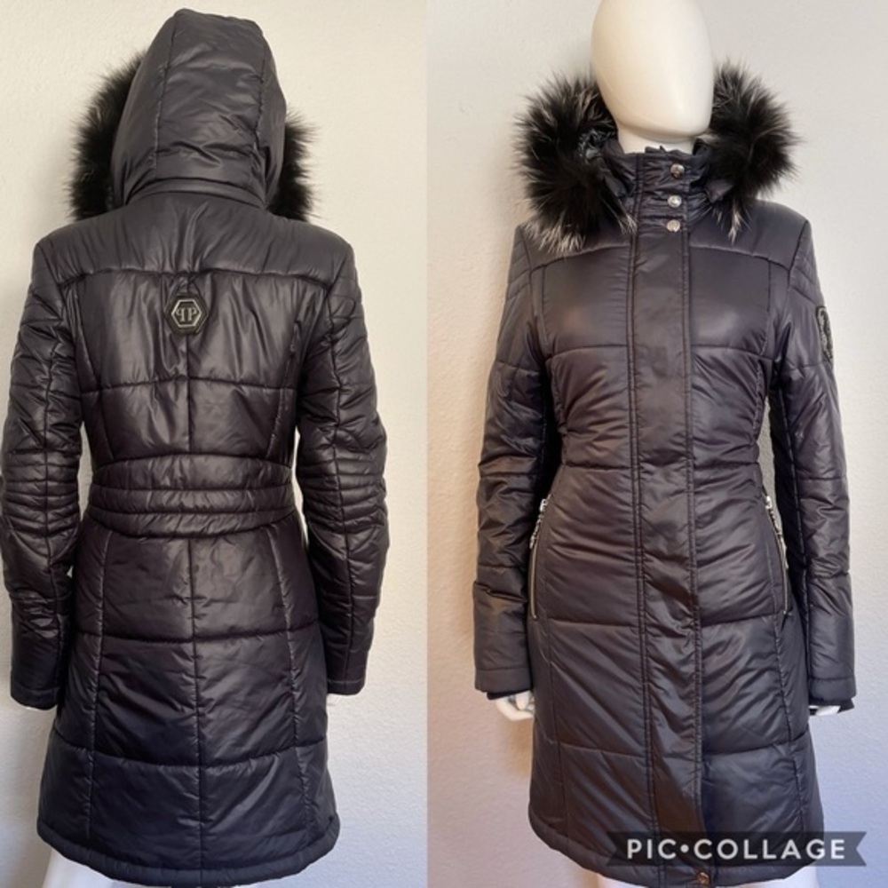 NWT WOMEN’S PUFFER COAT PARKA JACKET IN NAVY REAL RACCOON‎ FUR  HOOD ZIPPED